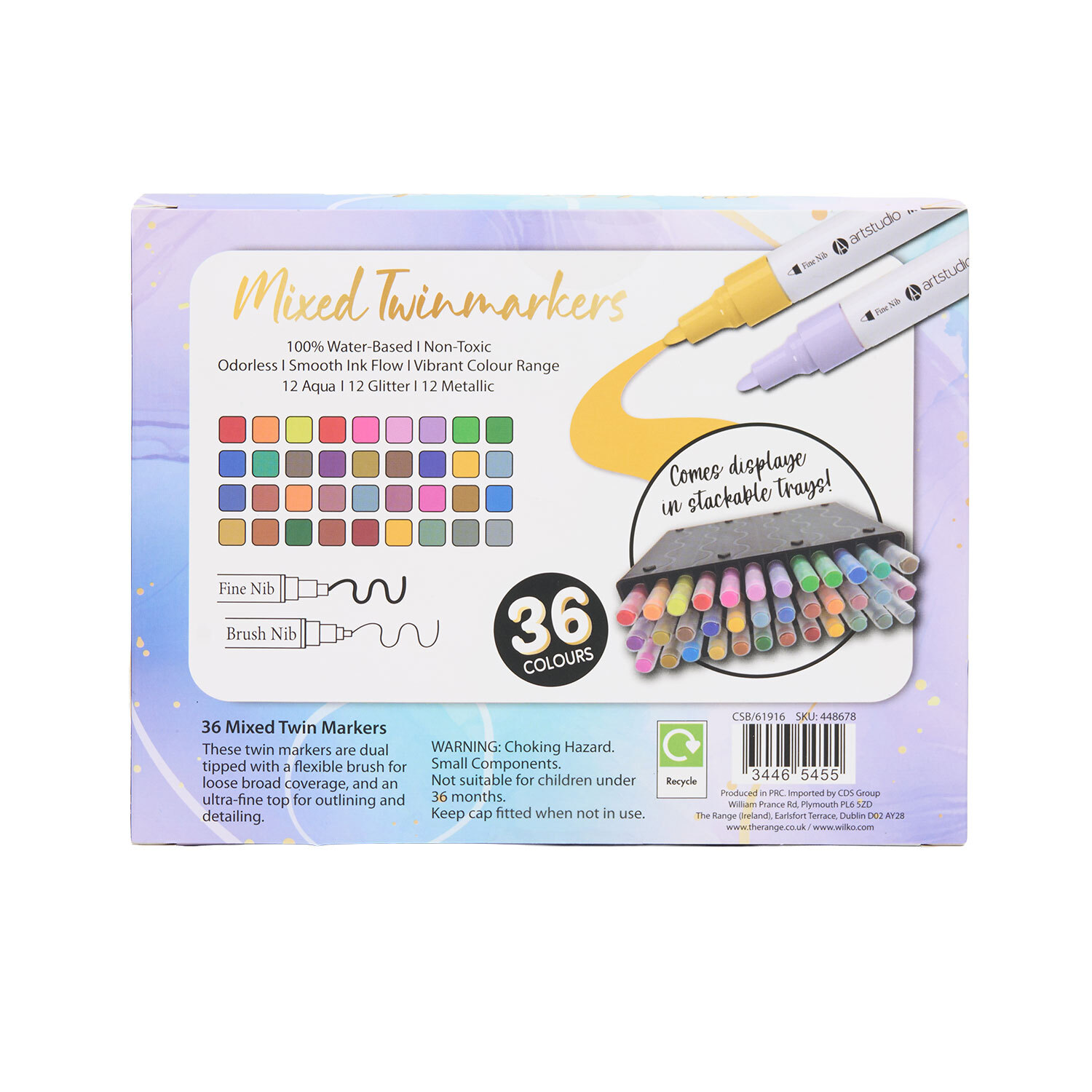 Pack of 36 Mixed Twin Markers in Tray Image 3