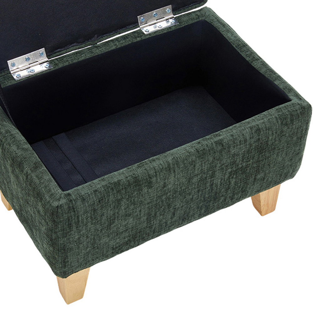 Living and Home Green Chenille Upholstered Storage Ottoman Image 6