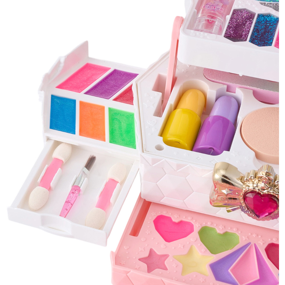 H&O Direct 52 Piece Kids Pink Washable Cosmetic Toy Set with Mirror Image 5