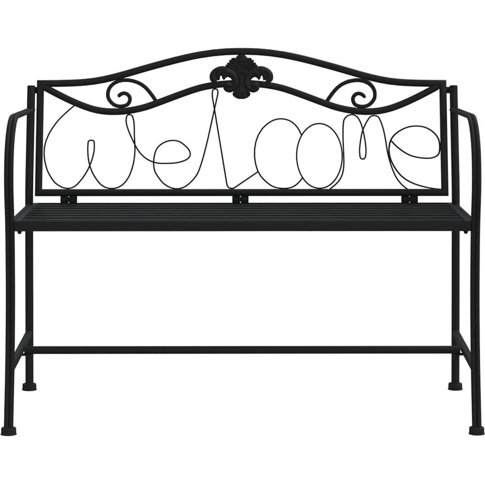 vidaXL 2 Seater Black Metal Garden Bench Image 2
