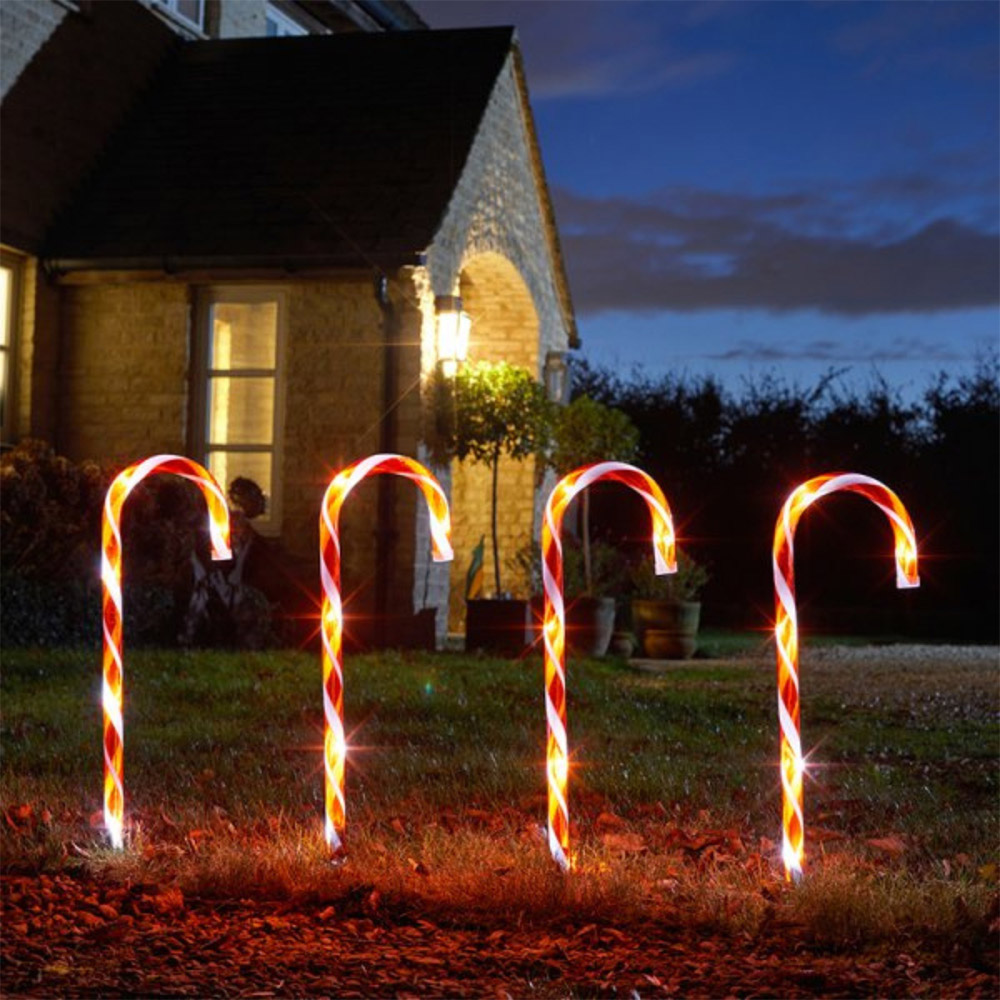 Samuel Alexander 8 Piece 80 Warm White LED Candy Cane Christmas Path Light Set Image 1