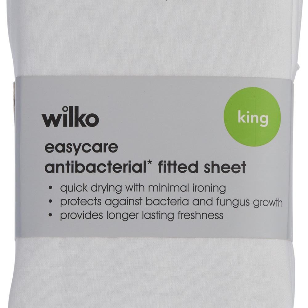 Wilko King White Anti-bacterial Fitted Bed Sheet Image 5