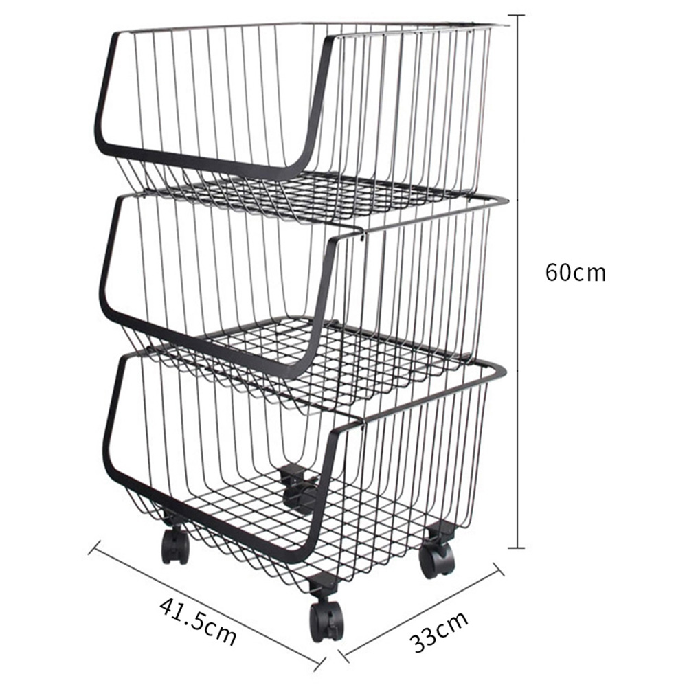 Living and Home 3 Tier Stackable Rolling Trolley Rack Image 6