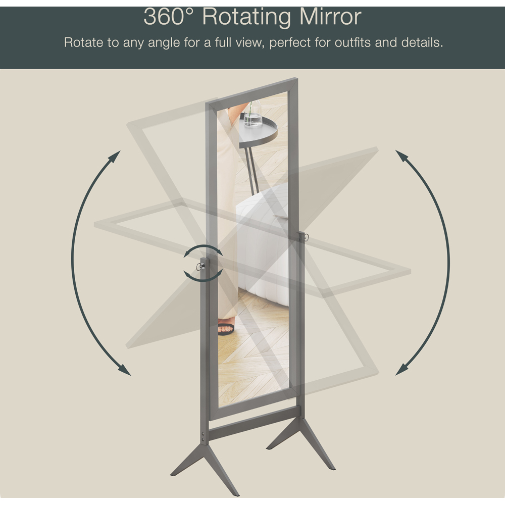 Vida Designs Nishano Grey Rectangle Cheval Mirror Image 3