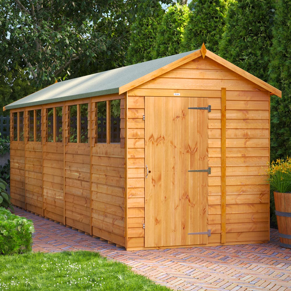 Power Sheds 20 x 6ft Overlap Apex Wooden Shed with Window Image 2