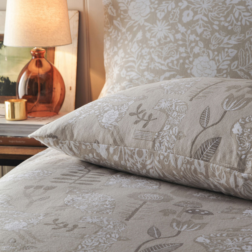 furn. Nook Single Greige Brushed Cotton Duvet Set Image 2