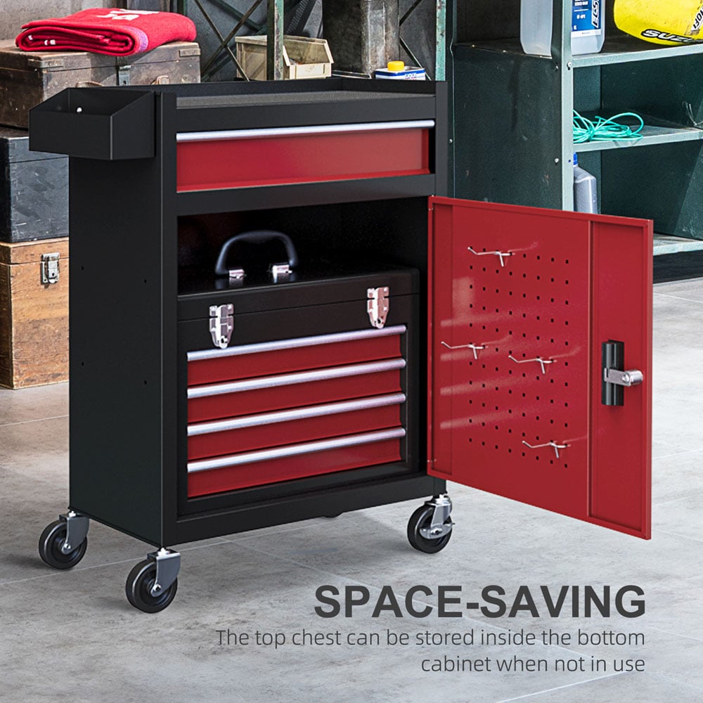 HOMCOM 5 Drawers Tool Cabinet on Wheels Image 5