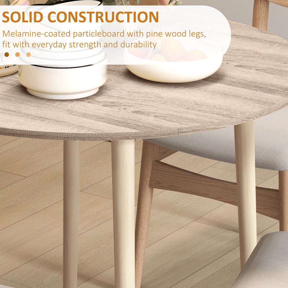 HOMCOM 4 Seater Natural Round Drop Leaf Dining Table Image 7