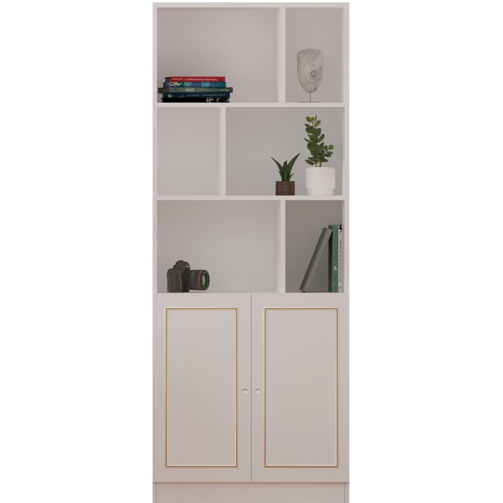 Evu Marie 2 Door Gold and White Bookcase Image 2