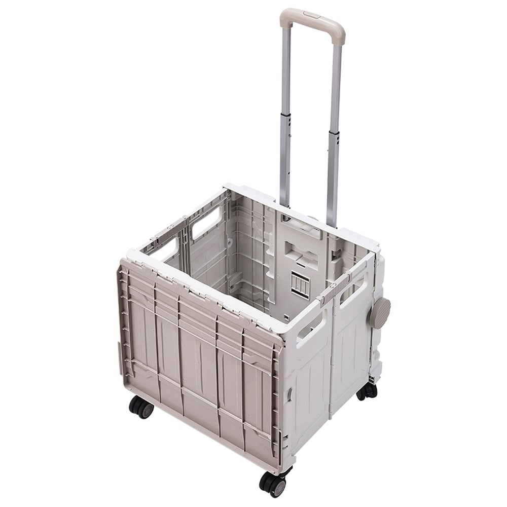 Living and Home White Collapsible Rolling Utility Cart with Telescoping Handle 50L Image 1