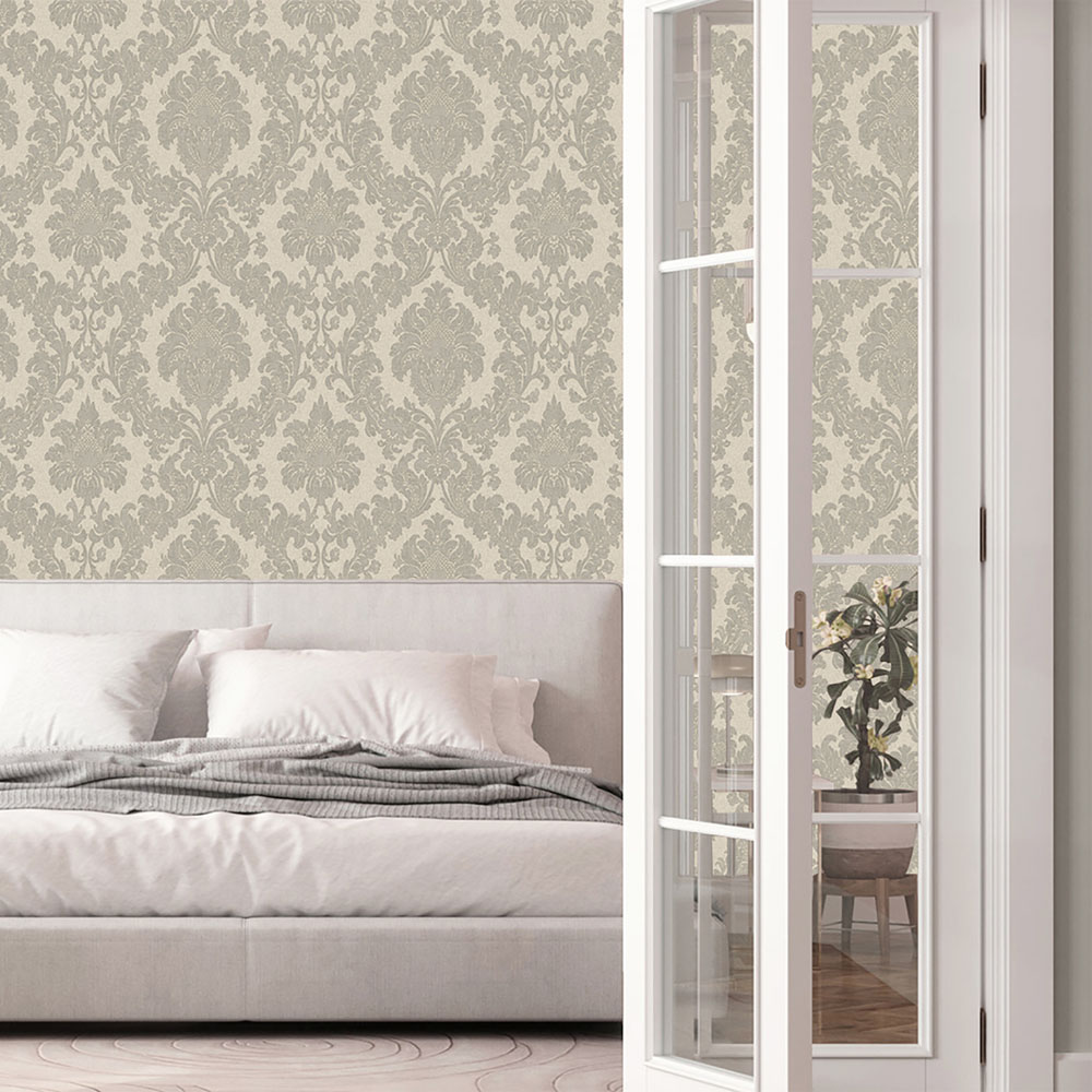 Belgravia Ciara Damask Textured Silver Image 3