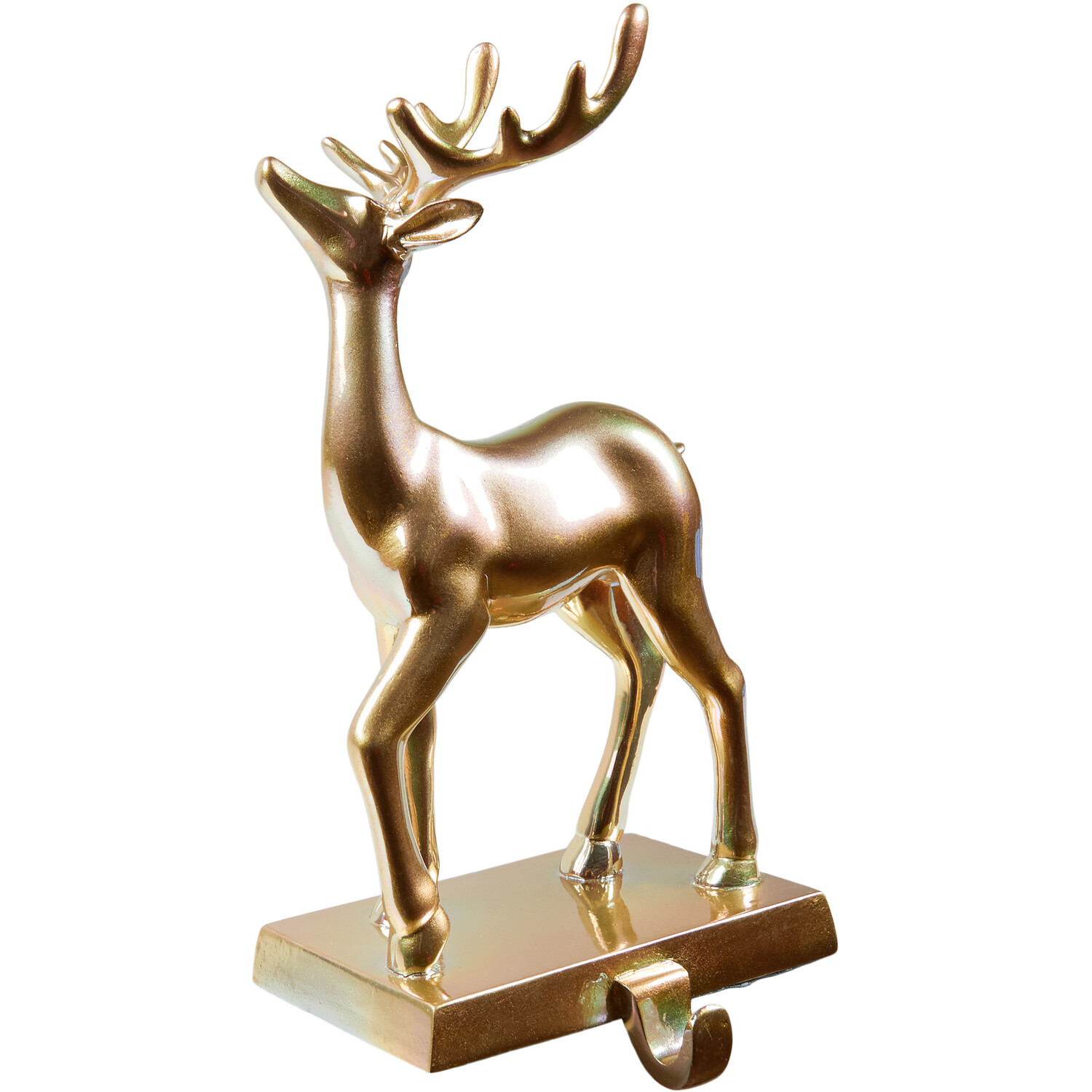 Gold Lustre Reindeer Stocking Holder - Gold Image 2