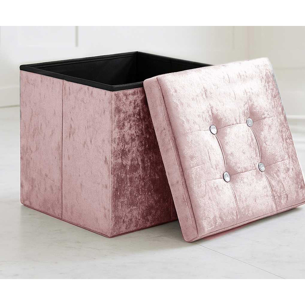 Homerepublic Blush Crushed Velvet Foldable Storage Box 38 x 38cm Image 3