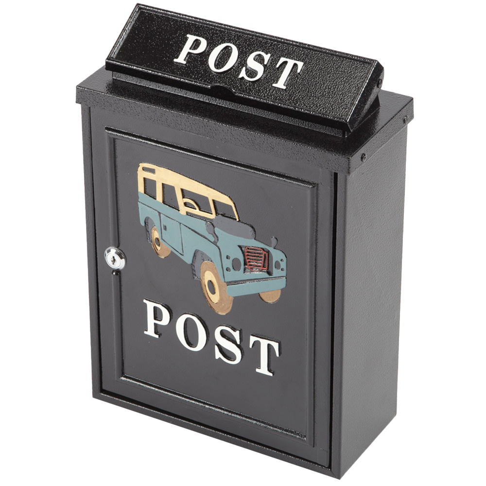 Arboria Garden Decor Black Off Road Vehicle Cast Aluminium Post Box Image 1