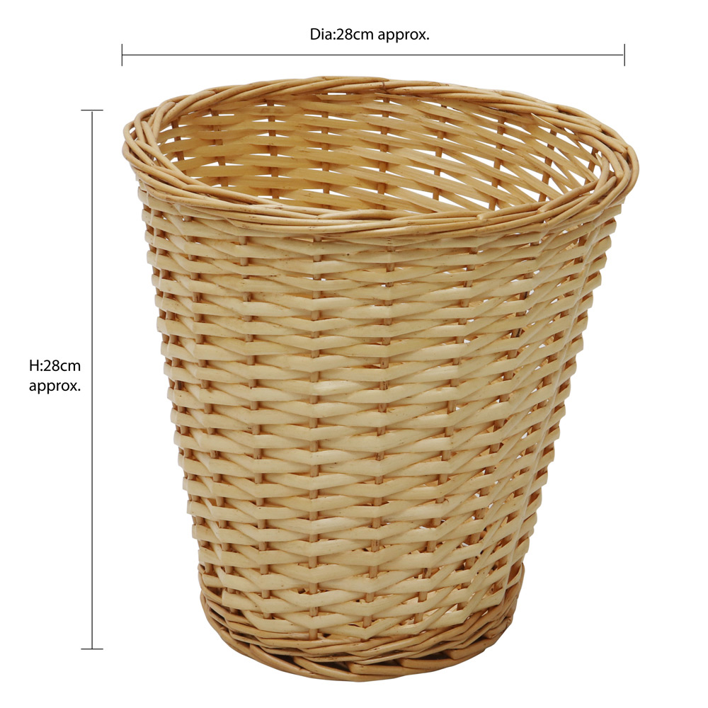 JVL 4 Piece Acacia Honey Round Willow Laundry and Waste Paper Basket Set Image 9