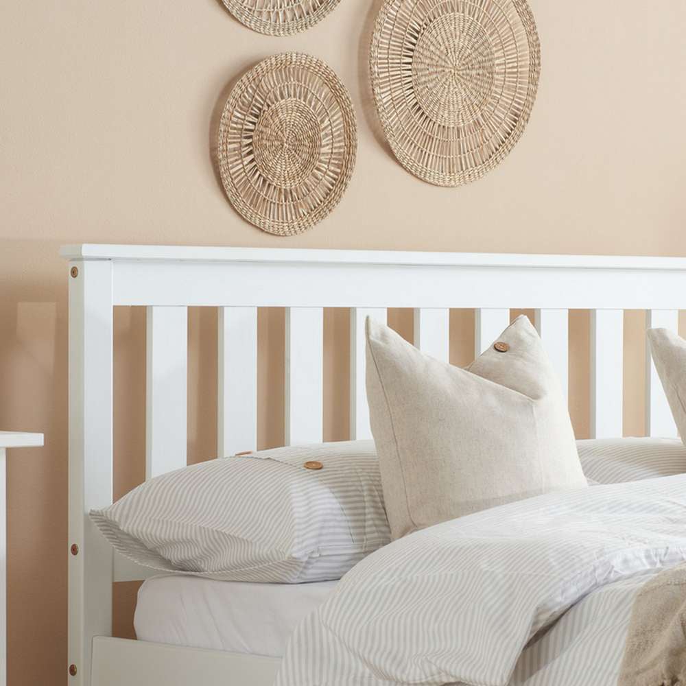 Denver King Size White Wooden Bed Image 7