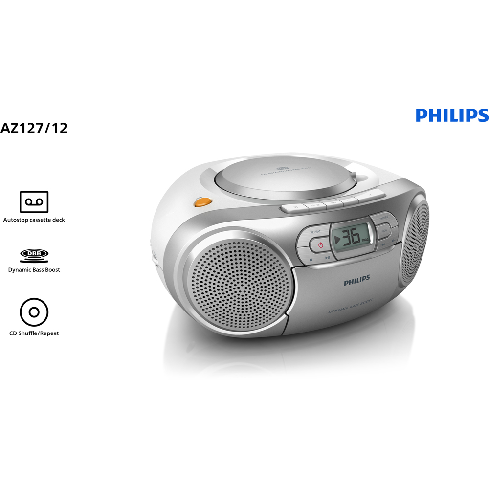 Philips AZ127 Portable Stereo CD Radio FM and Cassette Player Image 3