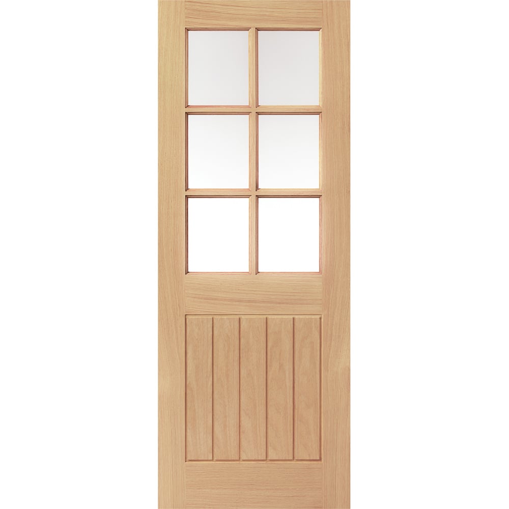 JB Kind Thames Cottage Oak 6 Glazed Internal Door 2040 x 626mm Image 1