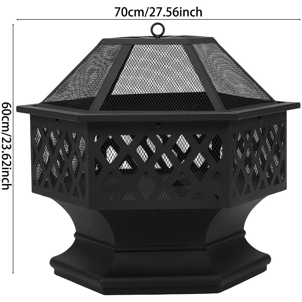 Living and Home Wood Burning Garden Fire Pit with Cover Image 7