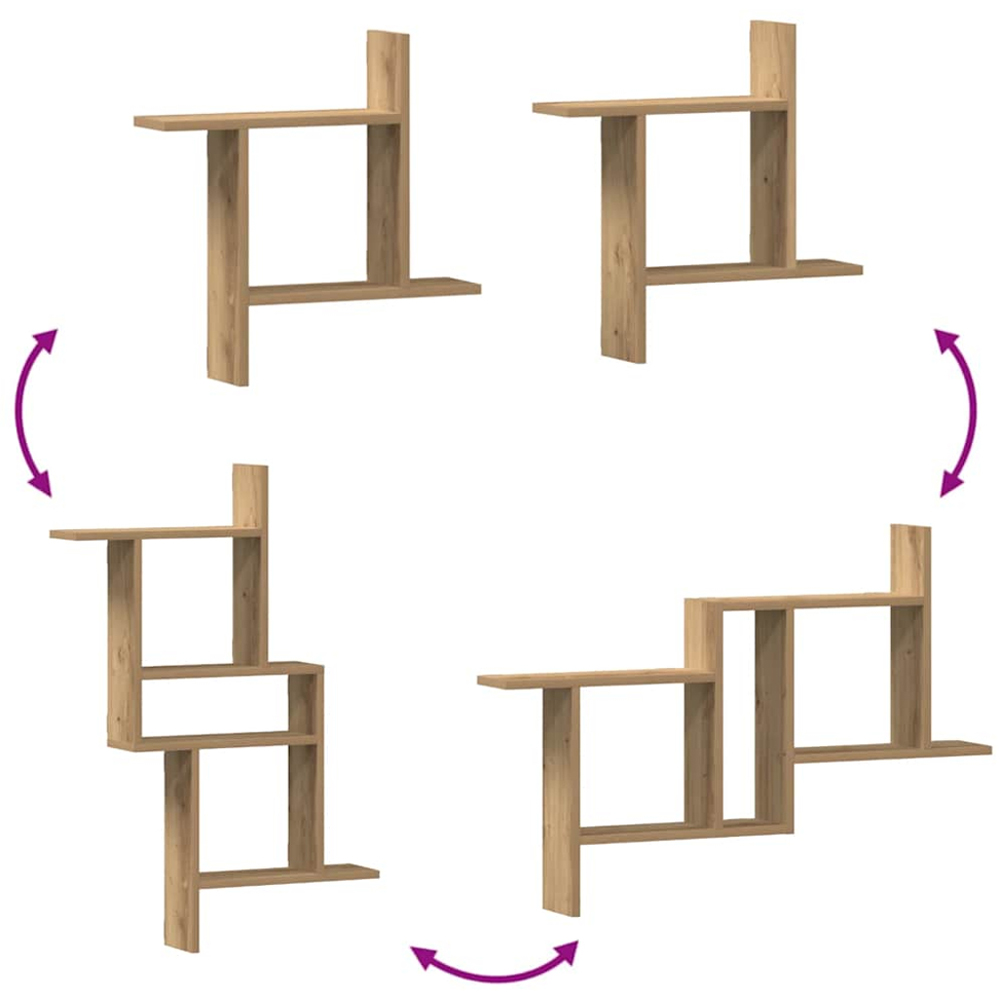 vidaXL 50 x 12 x 50cm Set of 2 Artisan Oak Wall Shelf Image 7