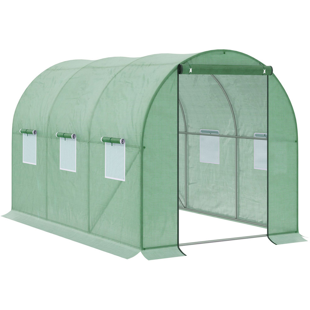 Outsunny Green PE 6.3 x 9.4ft Walk In Polytunnel Greenhouse Image 1