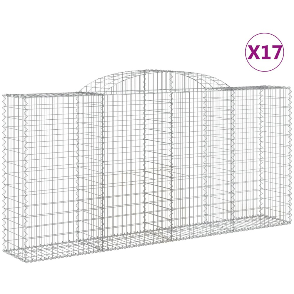 vidaXL Silver Galvanised Iron Arched Gabion Basket 300 x 50 x 140/160cm 17 Pack Image 4