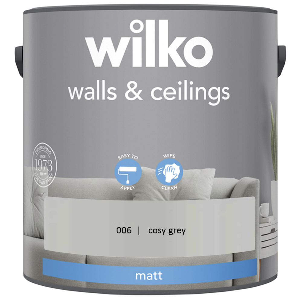 Wilko Walls & Ceilings Cosy Grey Matt Emulsion Paint 2.5L Image 2