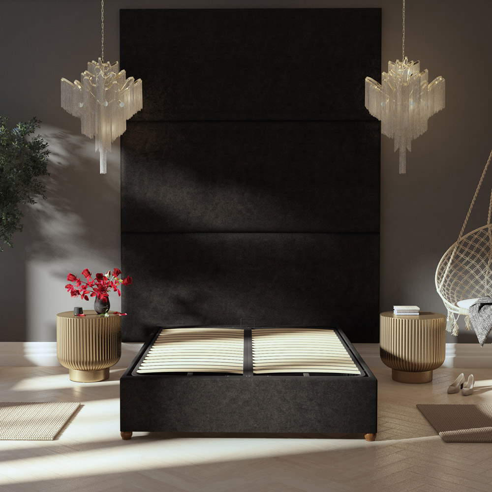 Aspire Furniture Llewelyn-Bowen Luxury Charcoal Kimiyo Linen Wall Mounted Headboard 90cm Image 6