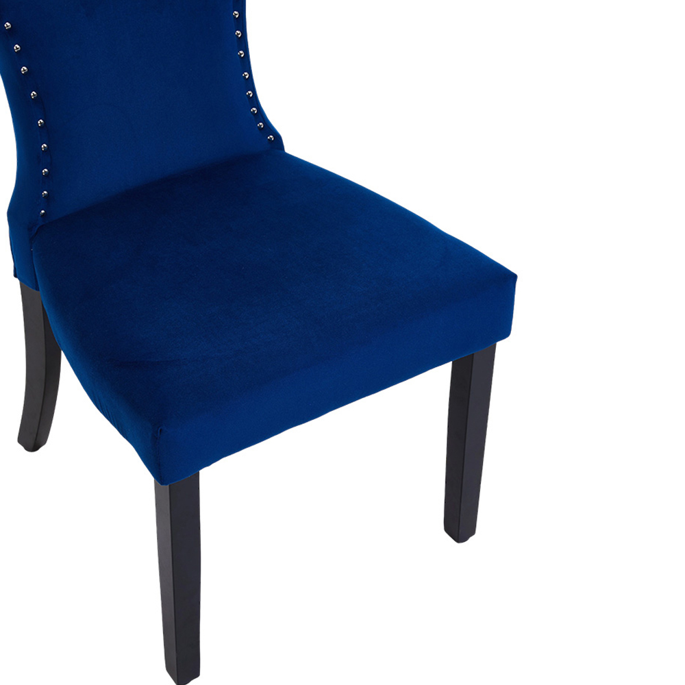 Living and Home Set of 2 Blue Linen Upholstered Dining Chairs Image 5
