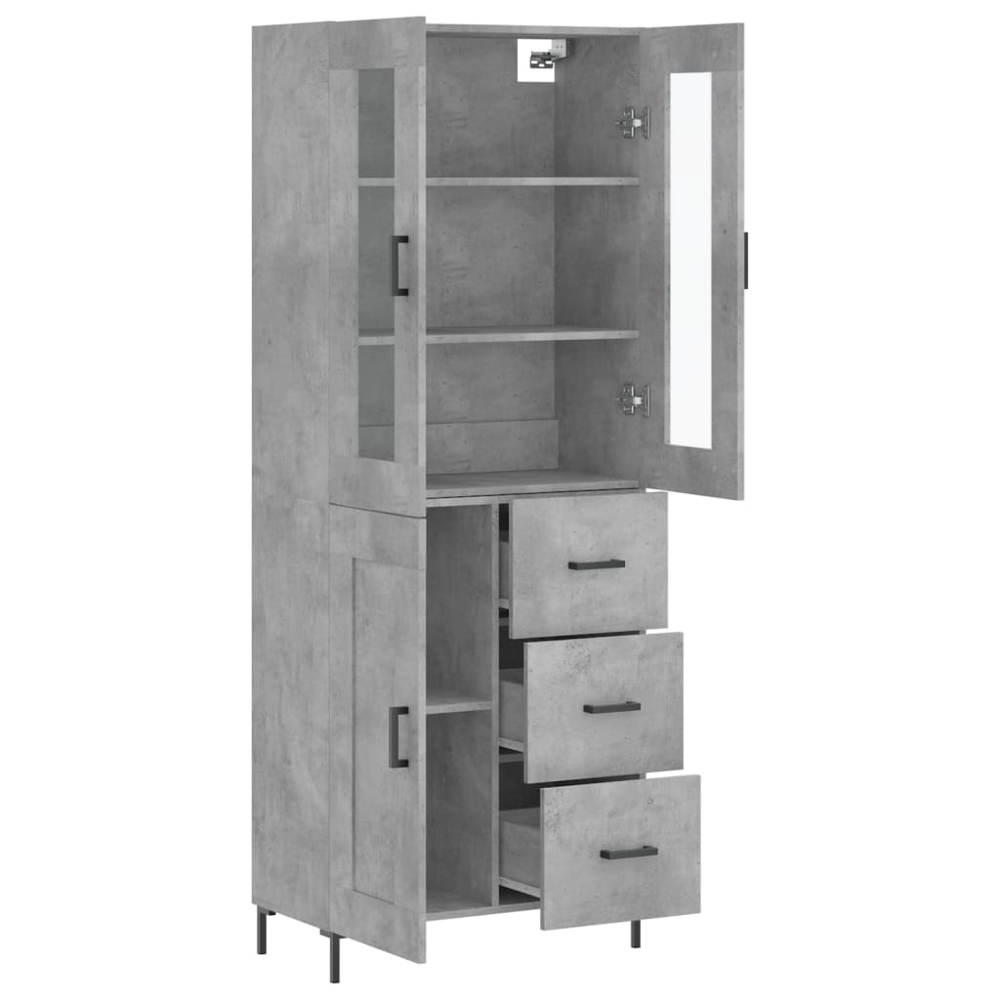 vidaXL 3 Door 3 Drawer Concrete Grey Highboard Image 4