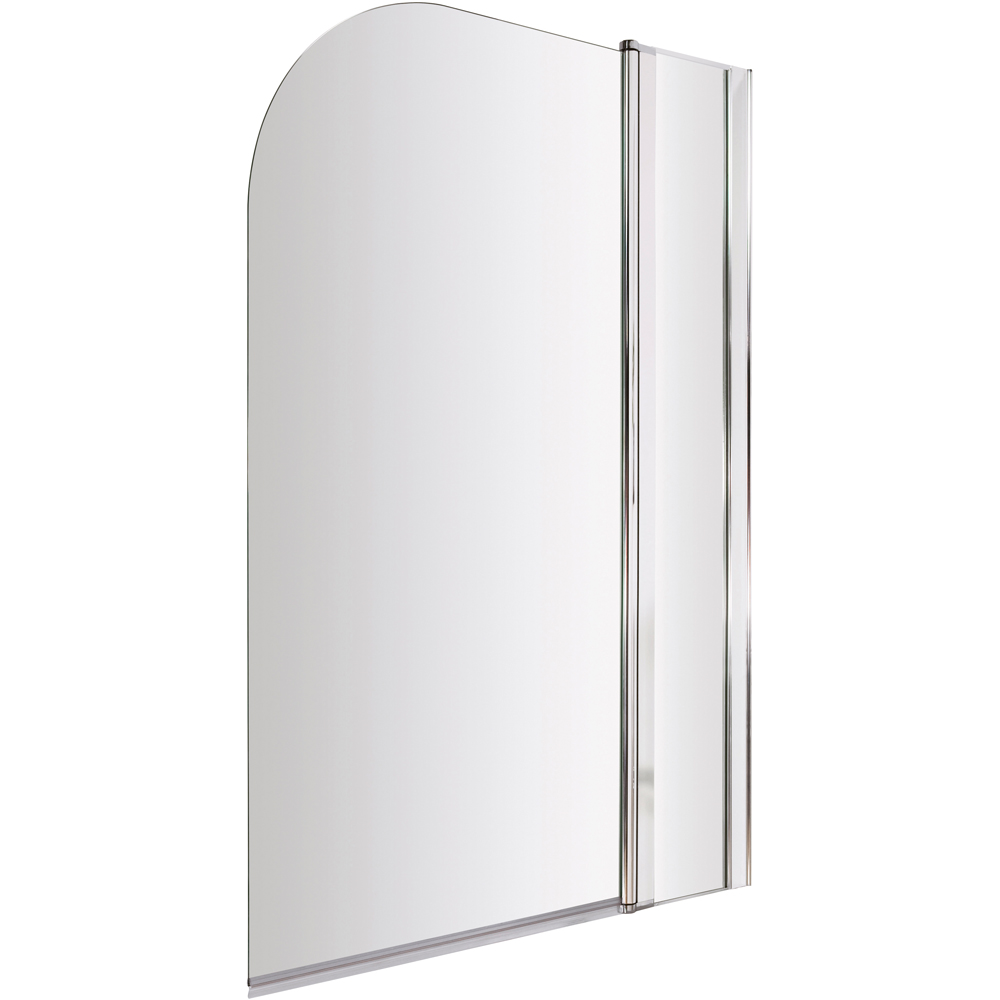 nuie Polished Chrome Round Bath Screen with Fixed Panel 790mm Image 1