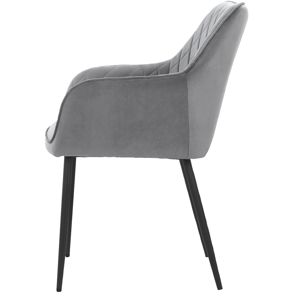 Loft24 Elvira Set of 2 Grey Velvet Dining Chair Image 5