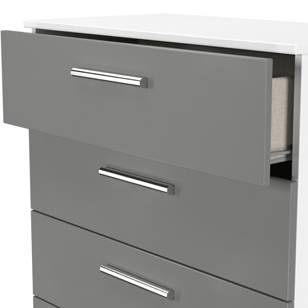 Crowndale Contrast 5 Drawer Dusk Grey and White Chest of Drawers Ready Assembled Image 5