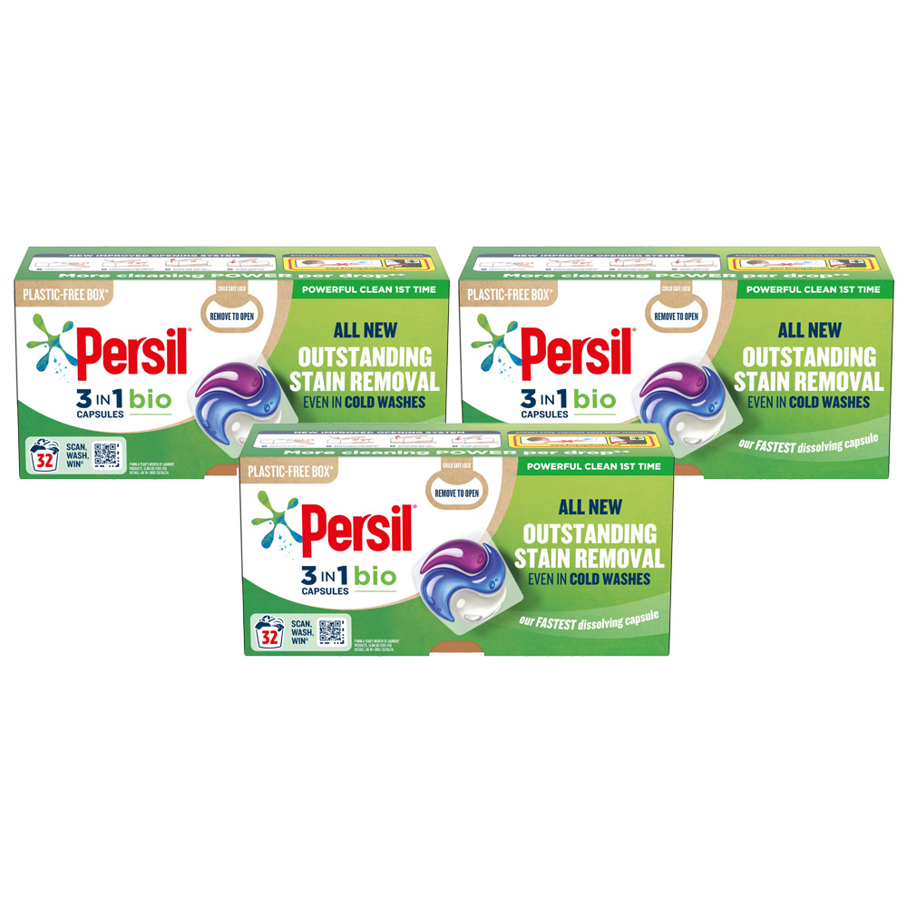 Persil Bio 3 in 1 Washing Capsules 32 Washes Case of 3 Image 1