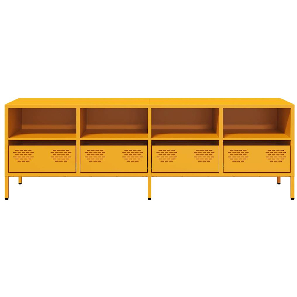 vidaXL 4 Drawer 4 Shelf Mustard Yellow Cold-Rolled Steel TV Cabinet Image 4