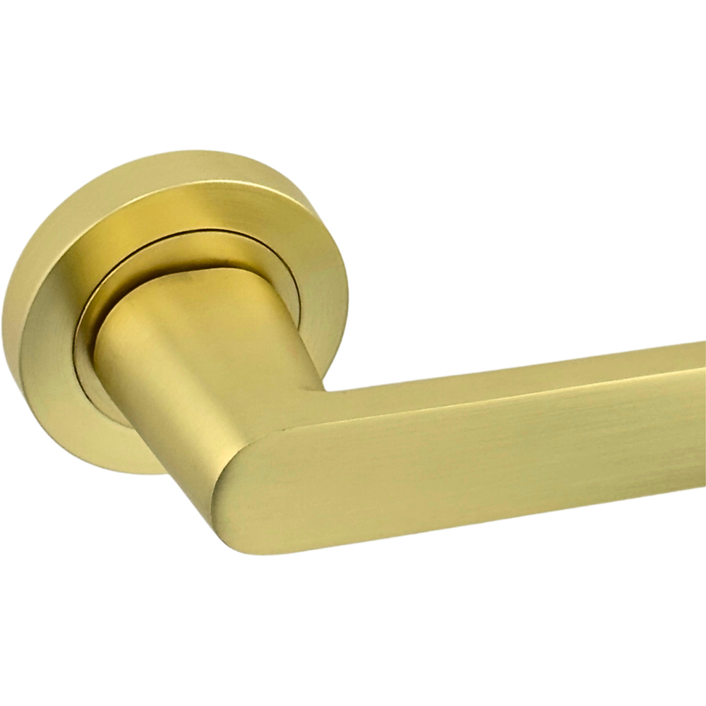 AXS Hardware Harlem Satin Brass Latch Door Handles on Rose 4 Pack Image 5