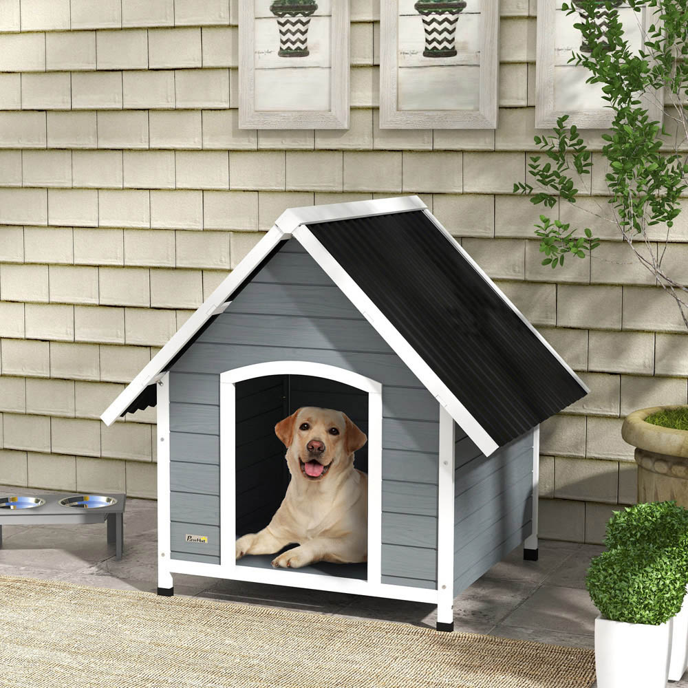 PawHut Grey Outdoor Large Dog Kennel Image 2