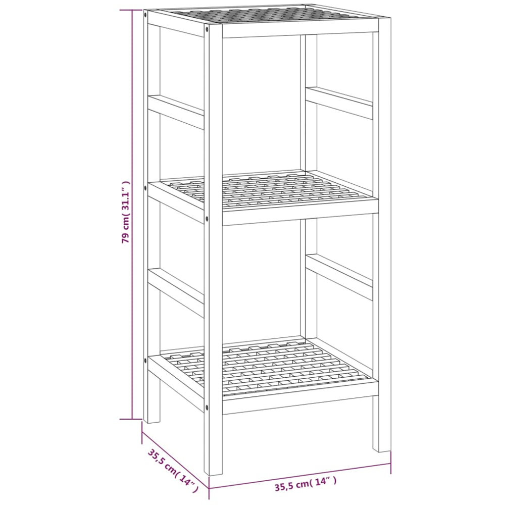 vidaXL 2 Shelf Solid Wood Walnut Bathroom Shelf Image 8