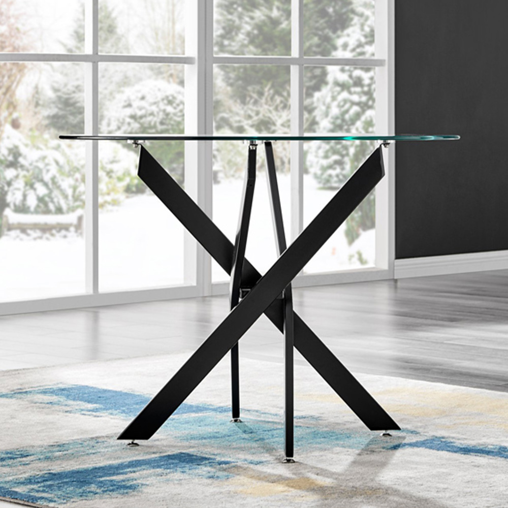 Furniturebox Arona Cesano 4 Seater Round Dining Set Black Image 2