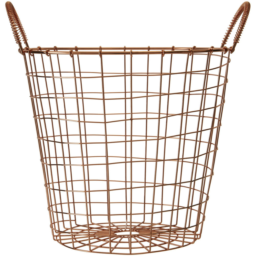 Premier Housewares Vertex Copper Finish Round Wire Basket Image 1