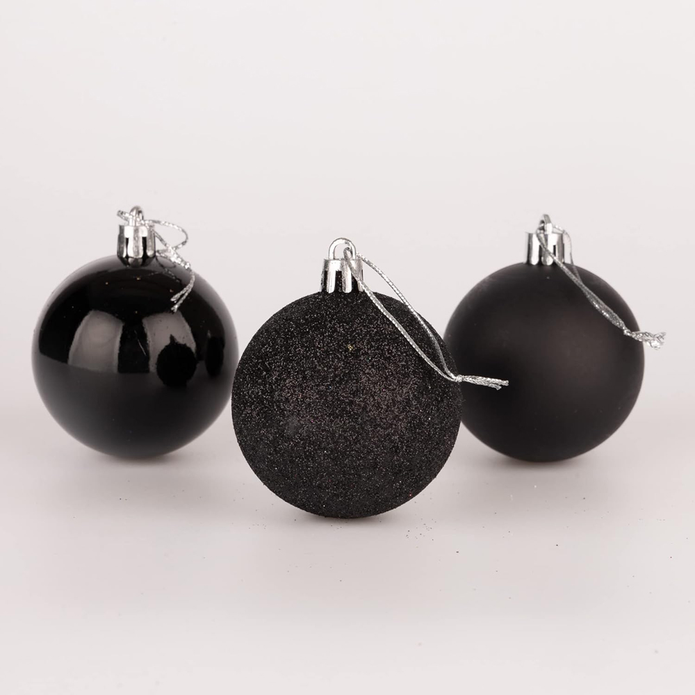 Shatchi 6cm Black Shatterproof Bauble 6 Pack Image 4
