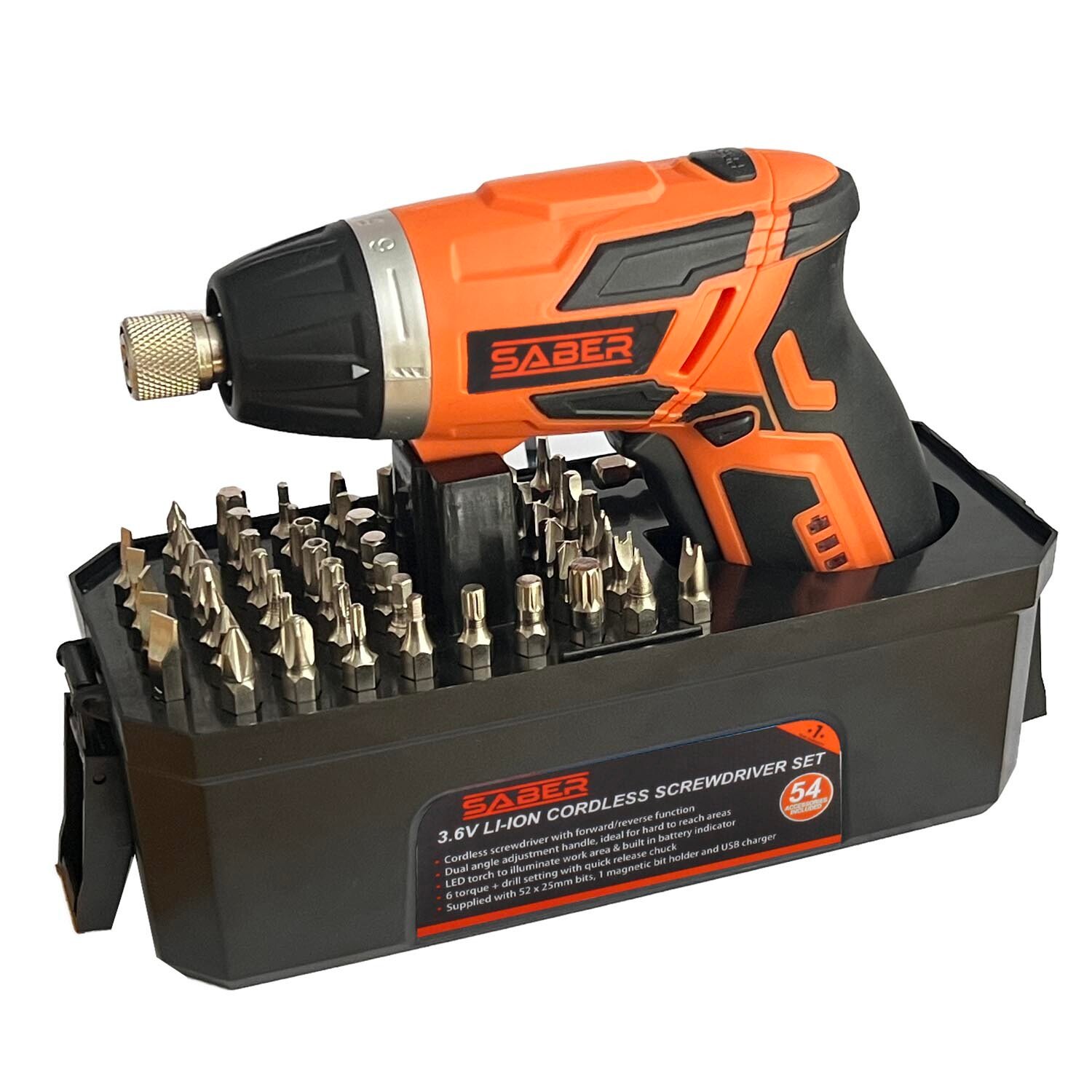 Saber 3.6V Lithium-Ion Cordless Screwdriver Set Image 1