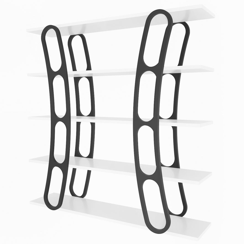 Decorotika Adar 5 Shelf White and Black Bookcase Image 2