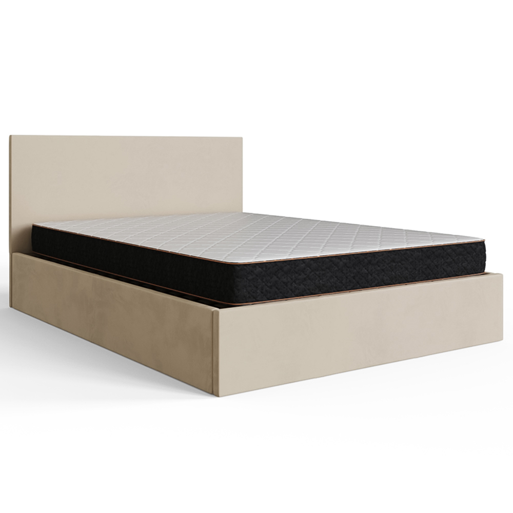 GFW Small Double Natural Velvet End Lift Ottoman Bed with Memory Pocket Spring Mattress Image 4