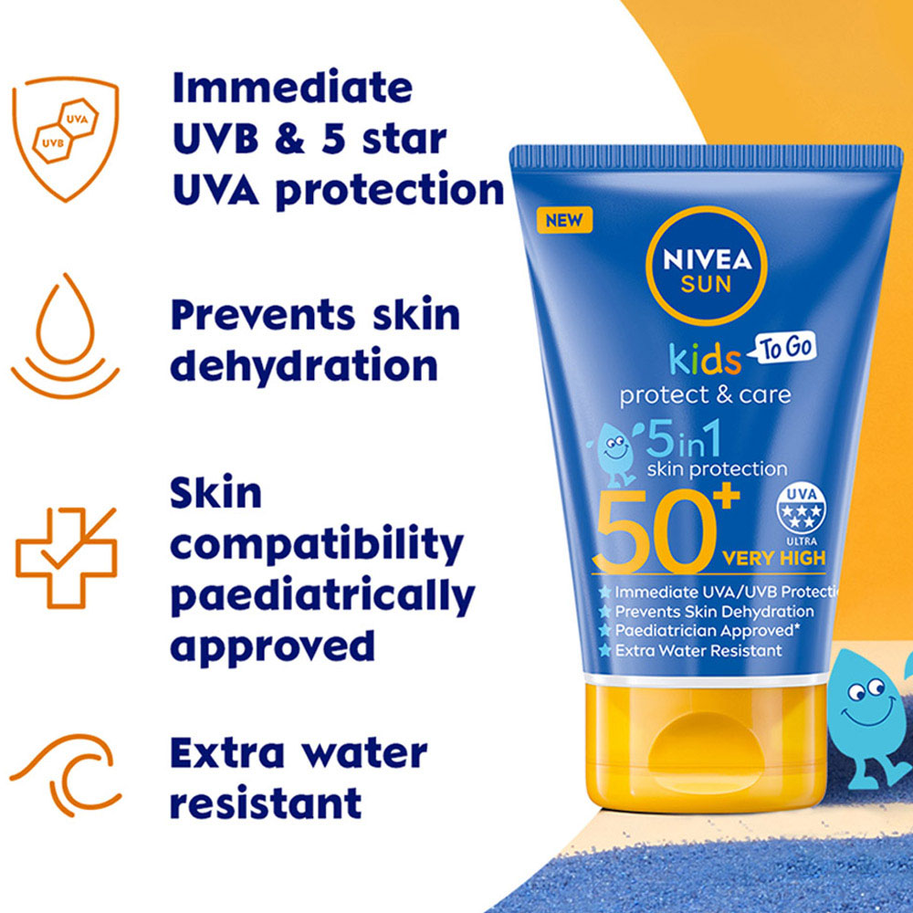 Nivea Sun Kids Protect and Care Sun Cream To Go SPF50+ 50ml Image 4