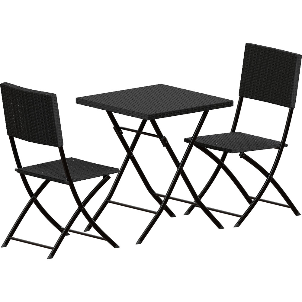 Garden Vida Capri Rattan Effect 2 Seater Bistro Set Black Image 2