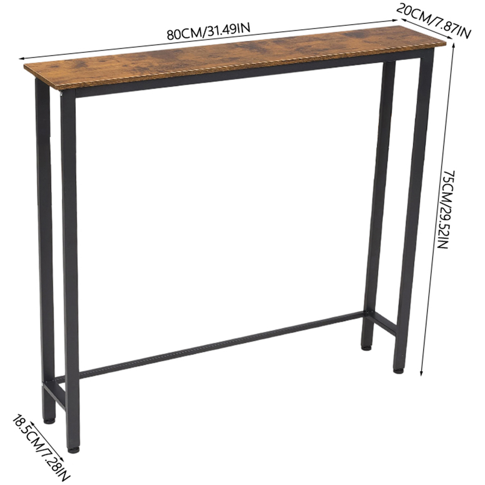Living and Home Brown Wood Effect Narrow Console Table with Steel Frame Image 9