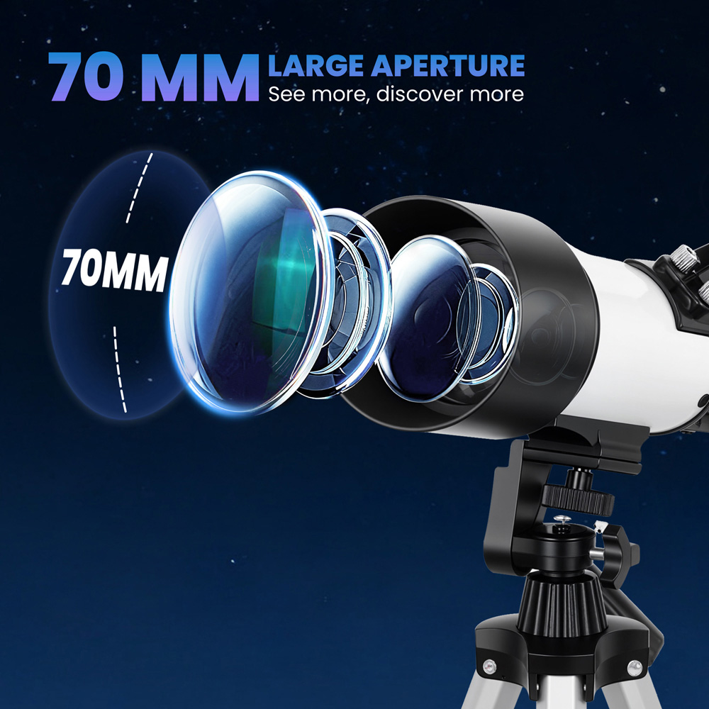 Outsunny White 70mm Aperture Refractor Astronomy Telescope with Carry Bag Image 8