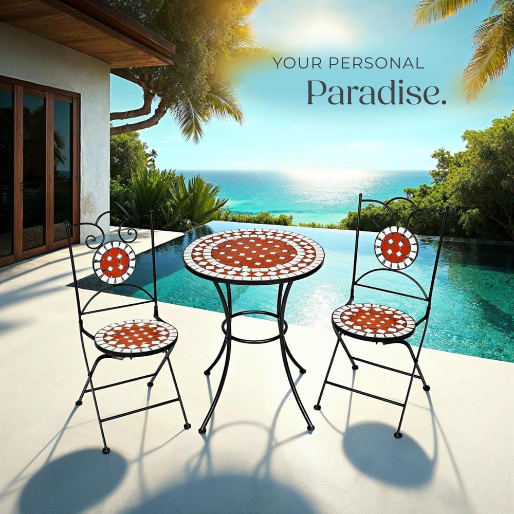 tectake 2 Seater Mosaic Patio Bistro Set Image 8