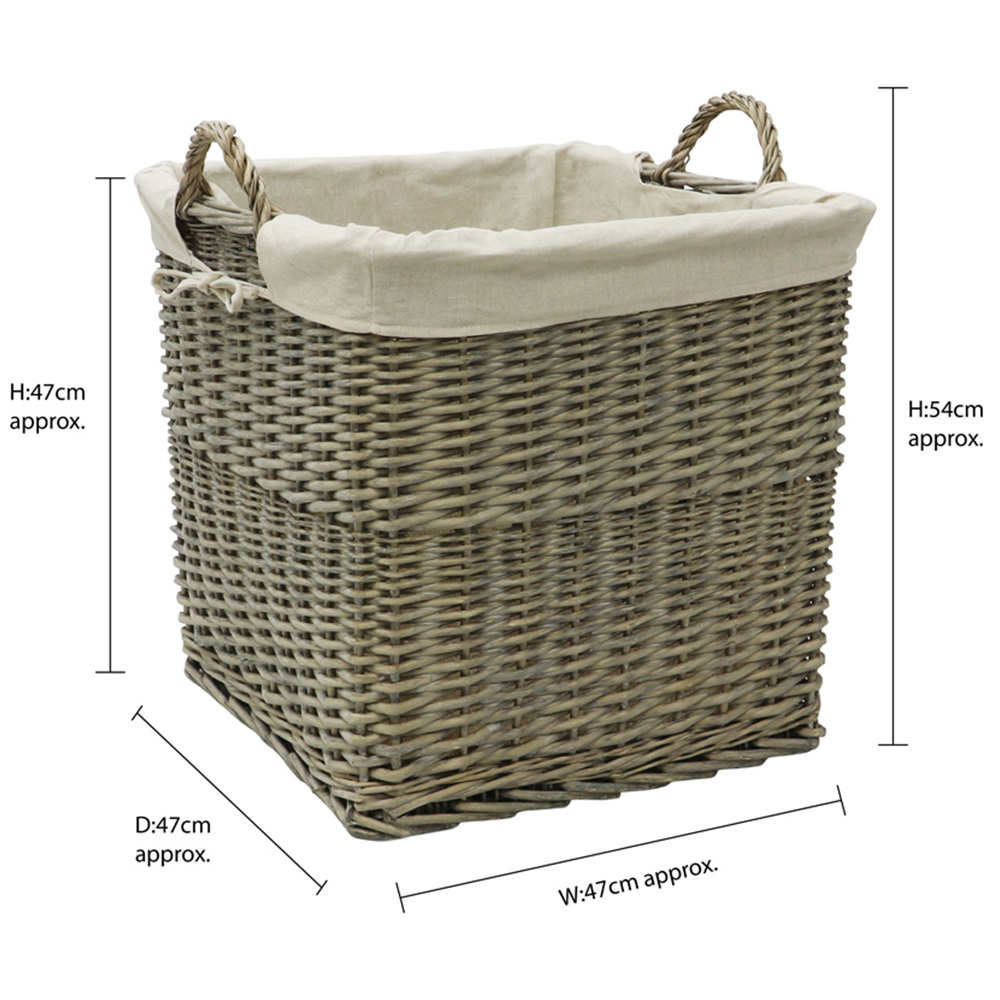 JVL Willow Antique Wash Log Basket with Liner Image 7